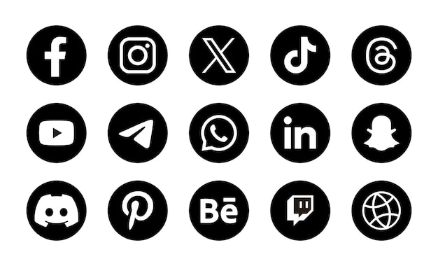 Vector popular social network logo icons collection in