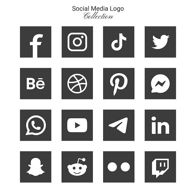 Vettore icone del logo del social network popolare facebook instagram youtube pinterest e icone del logo ecc