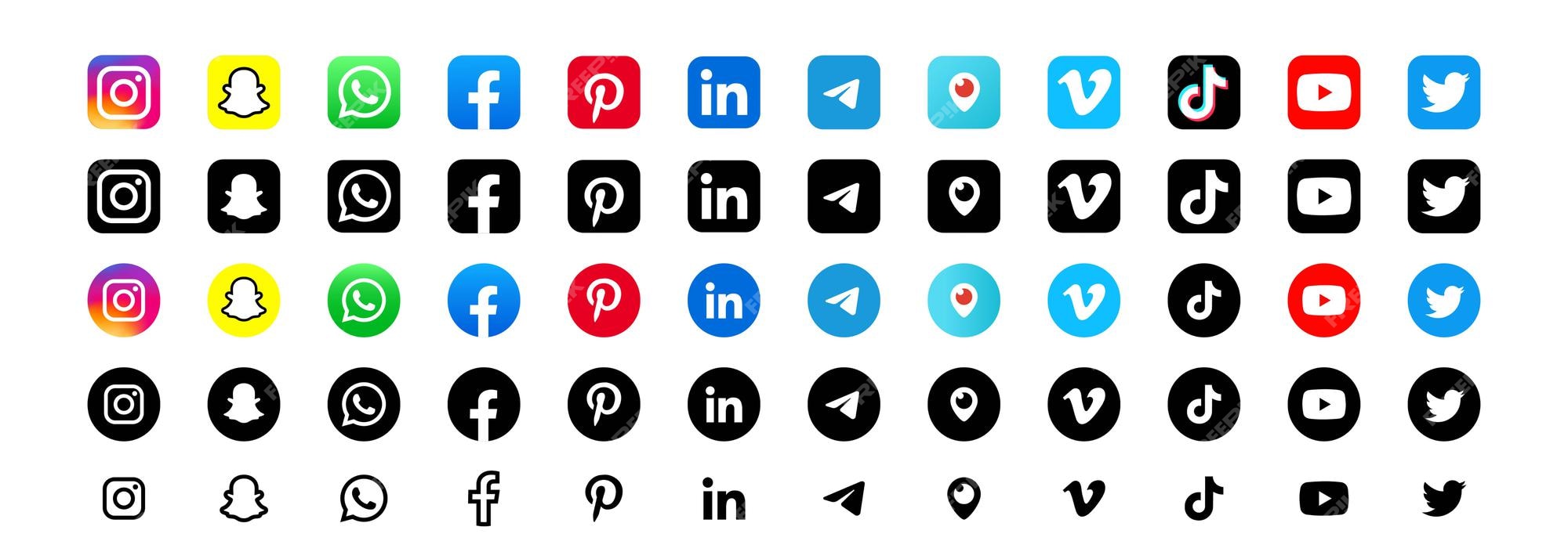 Premium Vector | Popular social network logo. social network sign ...