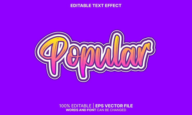 Vector popular text effect