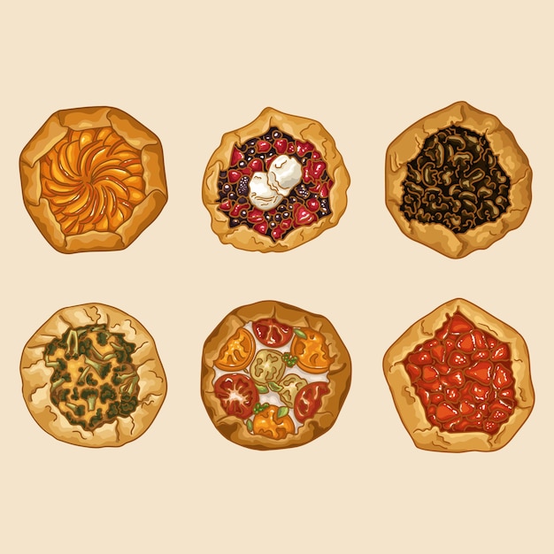 Popular types of galettes set