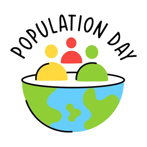 인구의 날 평면 아이콘 디자인