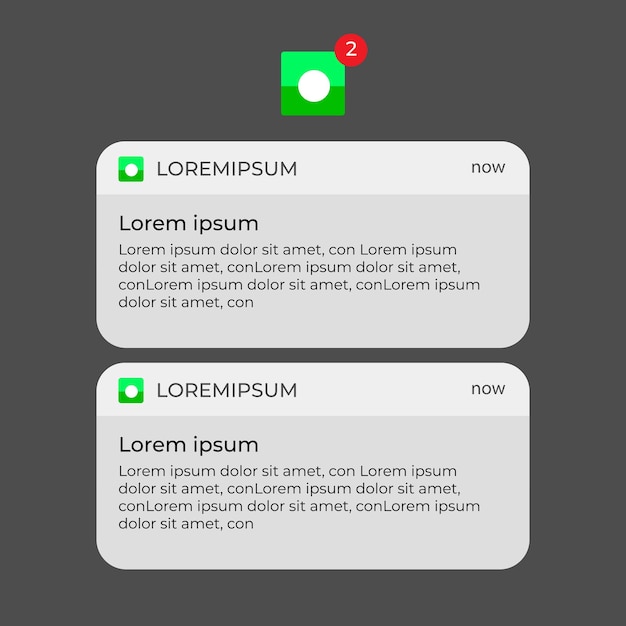 Vettore notifica popup per l'app mobile notification boxes template for iphone smartphone message interf