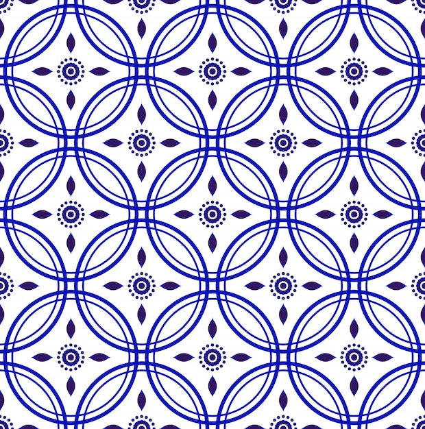 Porcelain indigo seamless pattern