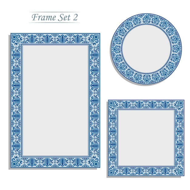 Vector porcelain picture frame in oriental asian vintage art  .