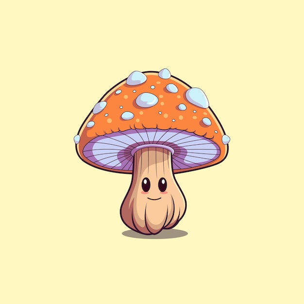 porcini mushroom kawaii cartoon illustration