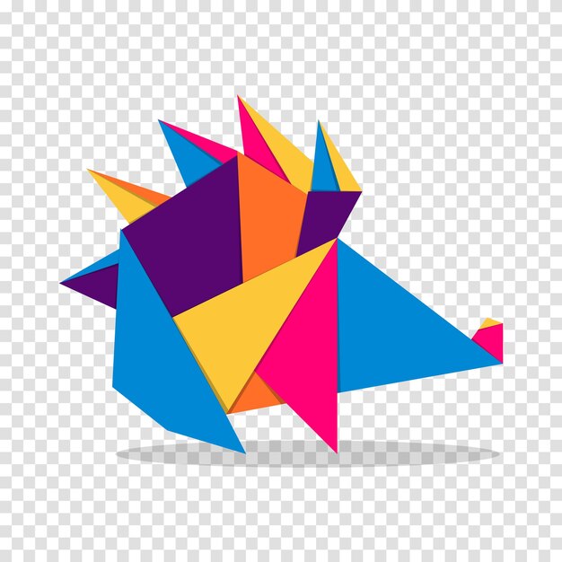 Porcupine origami Abstract colorful vibrant Porcupine logo design Animal origami Vector illustration