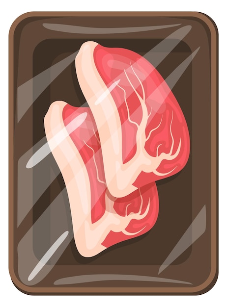 Vector pork belly slices sirloin meat cartoon icon