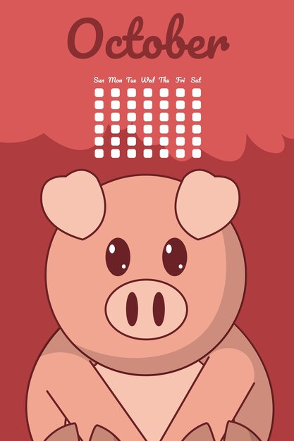 Pork cute calendar