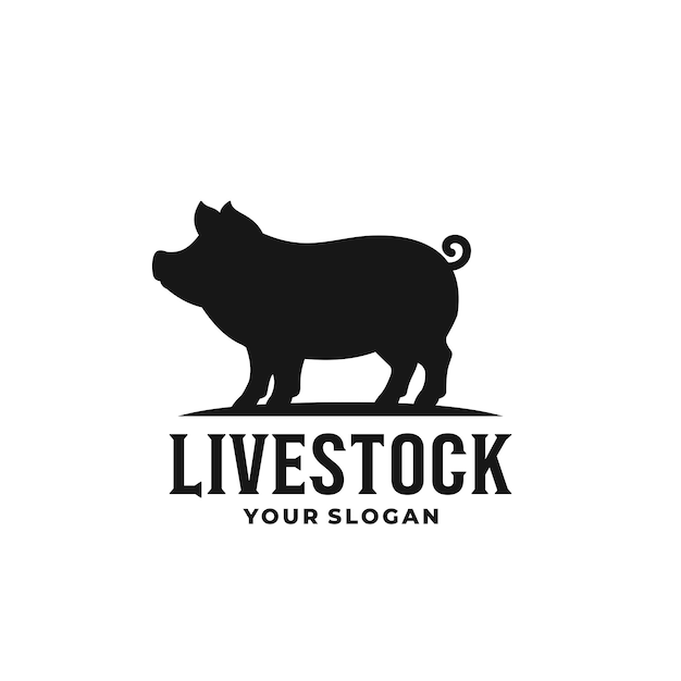 Vector pork farm livestock logo vector