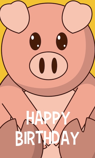 Pork happy birthday cute card 