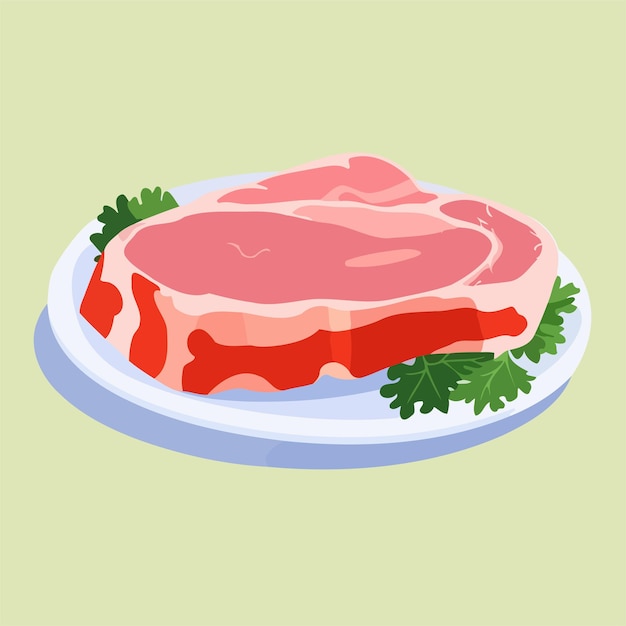 Pork Meat Flat Vector Illustration