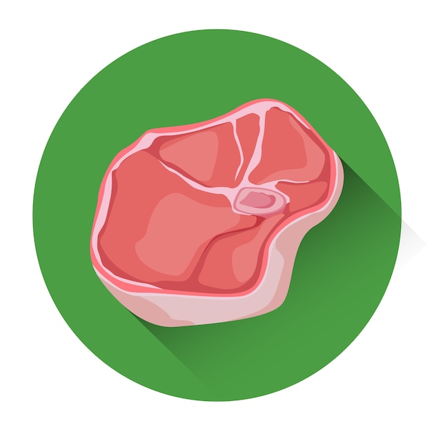 Pork Meat Fresh Food Icon Flat Vector Illustration