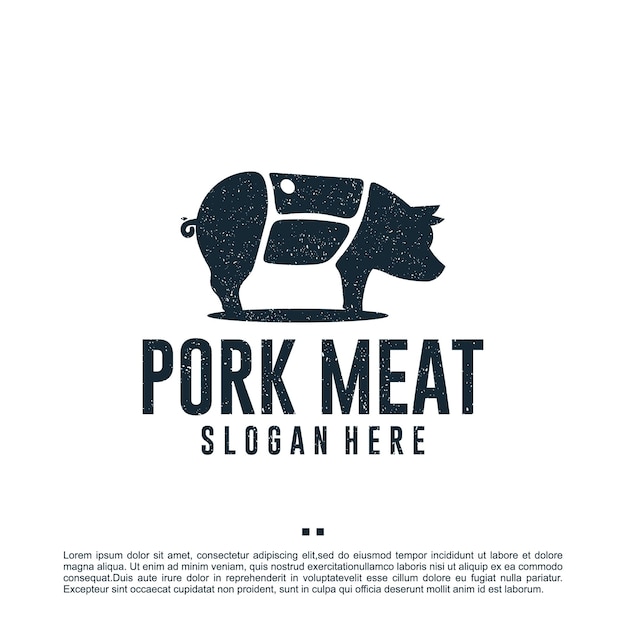 Pork meat , logo design template