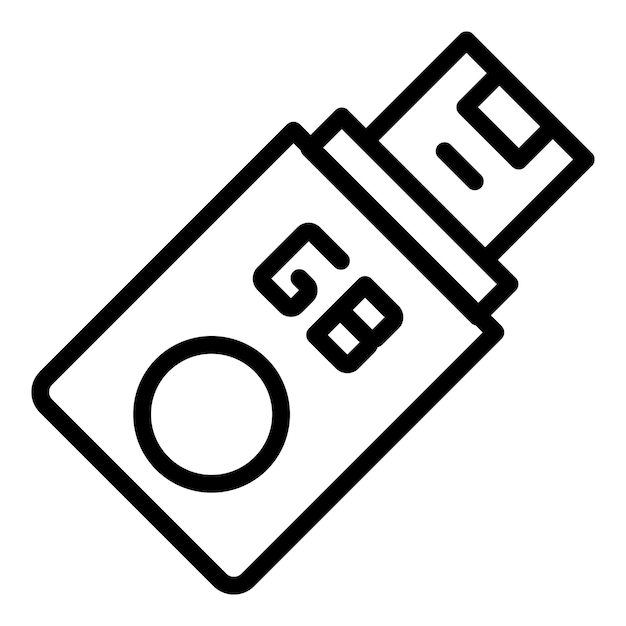 ポータブル フラッシュ アイコン アウトライン ベクトル マイクロ usb データ メモリ