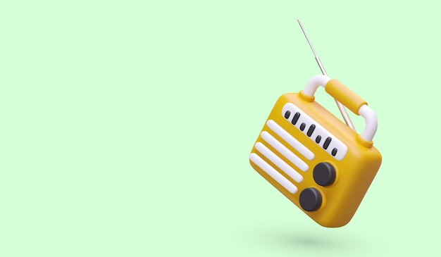 Portable radio receiver on green background