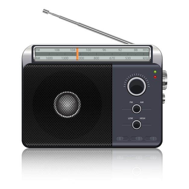 Portable vintage radio   illustration  on white background