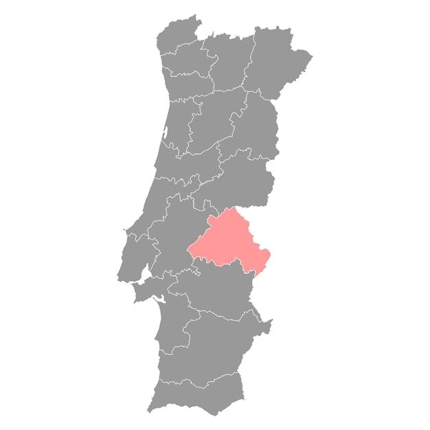 Portalegre Map District of Portugal Vector Illustration