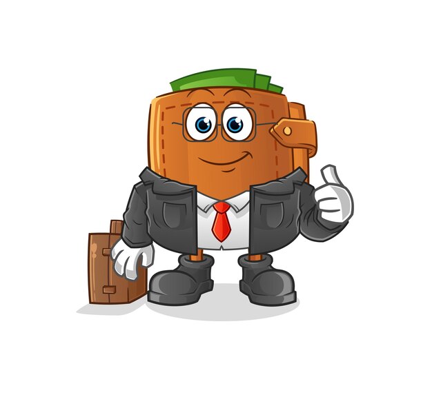 Portemonnee kantoormedewerker mascotte. cartoon vector