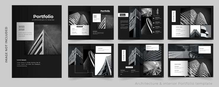 Vector portfolio design architecture portfolio interior portfolio template