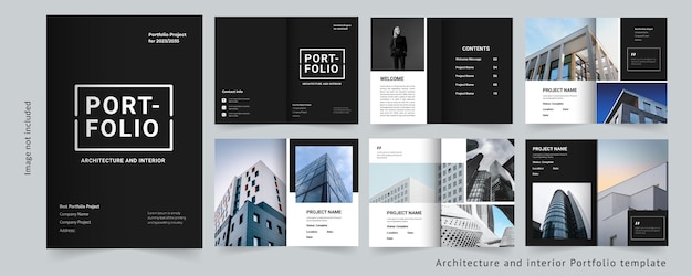 Vector portfolio design template architecture portfolio or real estate portfolio