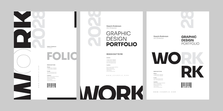 Vector portfolio front cover for graphic designer