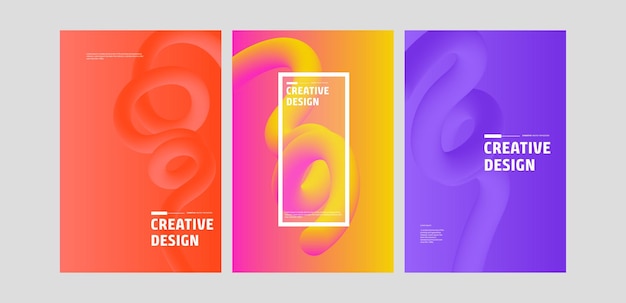 Portfolio geometrische kleurrijke ontwerp vector set Abstract blauwe vloeibare grafische gradiënt cirkelvorm