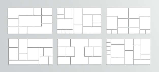 Immagini del portfolio isolate su sfondo grigio modello di album fotografico set di griglia collage mood board