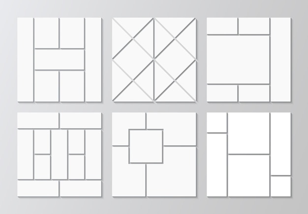 벡터 포트폴리오 이미지 무드보드 템플릿 세트 모자이크 그림 그리드 사진 콜라지 레이아웃 무드보드 프레임