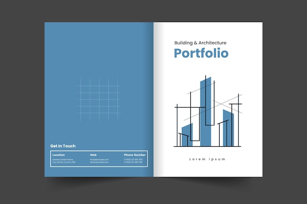 Portfolio omslag lay-out sjabloon en interieur omslagontwerp