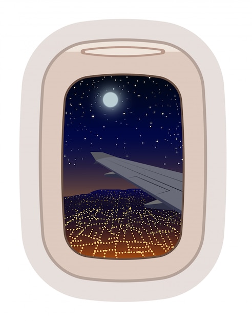 Porthole view in flight illustration