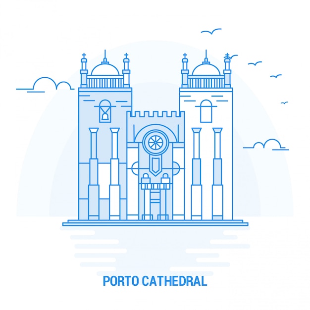 Vector porto cathedral blue landmark