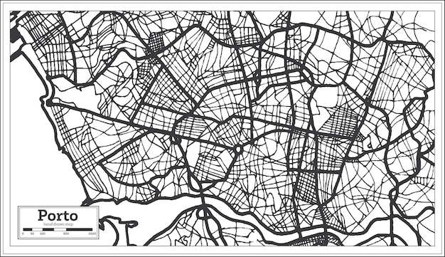 Mappa della città di porto portogallo in stile retrò