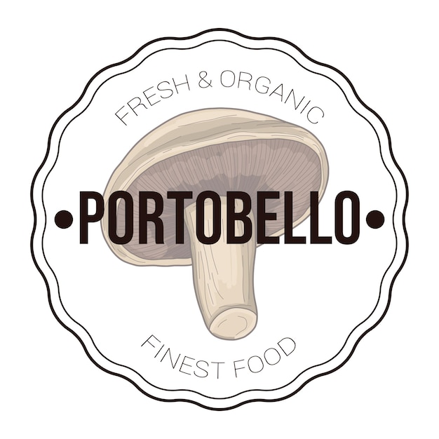 Portobello Mushroom badge logo sticker sjabloon