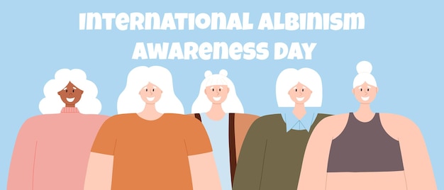 Vector portrait of an albino women vector illustration of women with albinism international albinism awareness day albinism genetic rare disorder