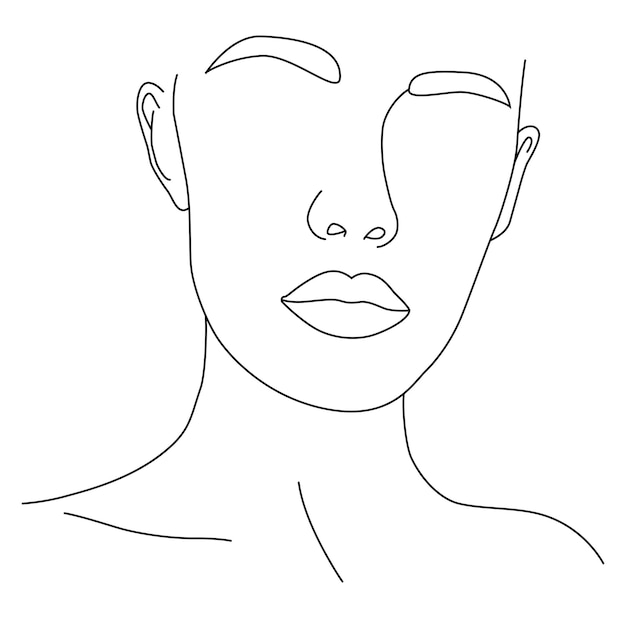 Vector portrait along the lines abstract female portrait