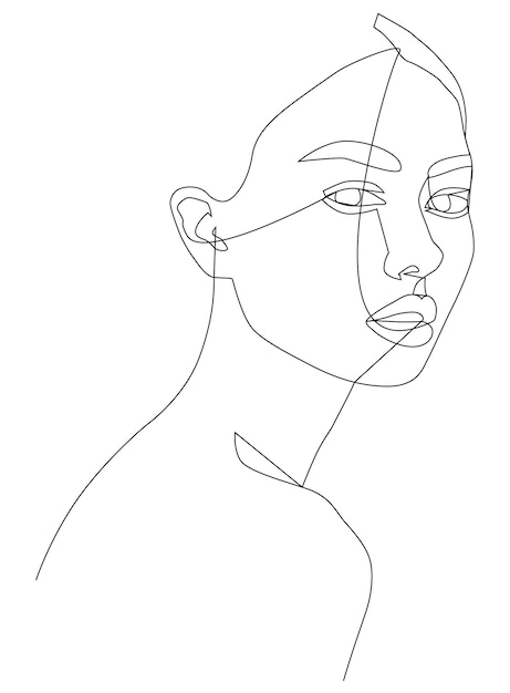 Portrait along the lines Drawing in the style of one line