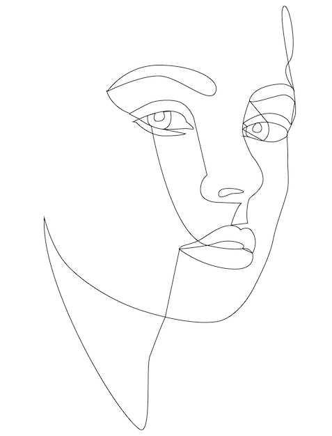 Portrait along the lines Drawing in the style of one line