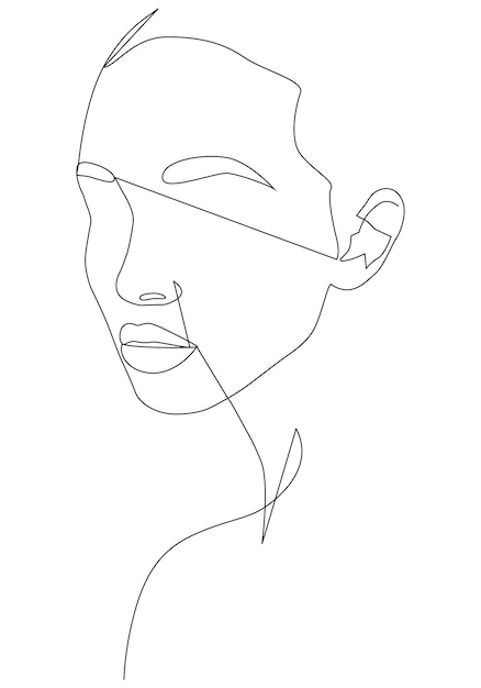 Portrait along the lines Drawing in the style of one line