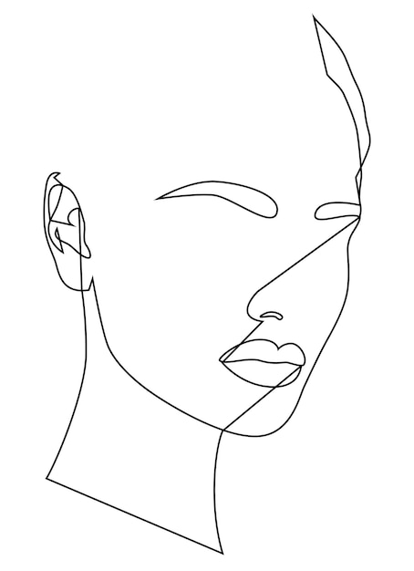 Portrait along the lines Drawing in the style of one line