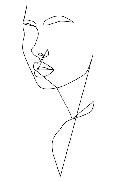 portrait along the lines drawing in the style of one line