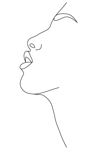 Vector portrait along the lines drawing in the style of one line