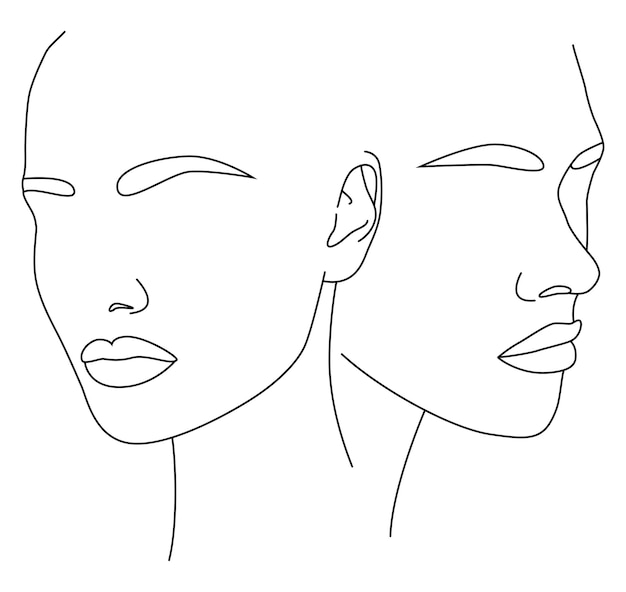 Vector portrait along the lines drawing in the style of one line