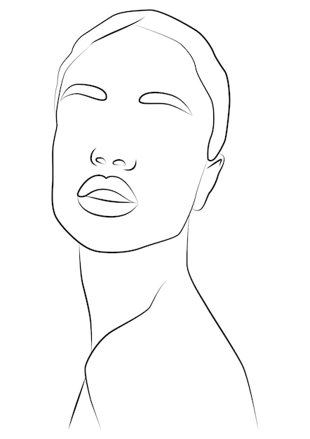 Vector portrait along the lines drawing of a woman
