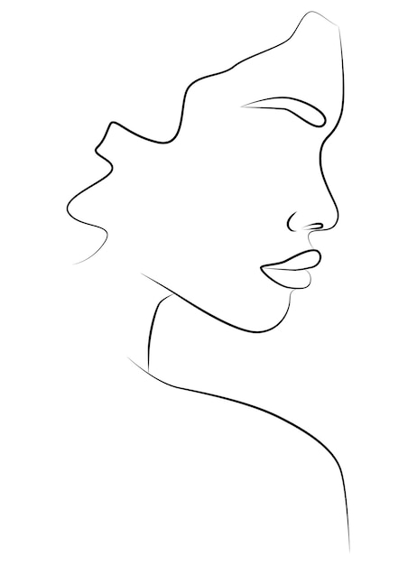 Вектор Портрет вдоль линий абстрактный художественный рисунок женской линии лица