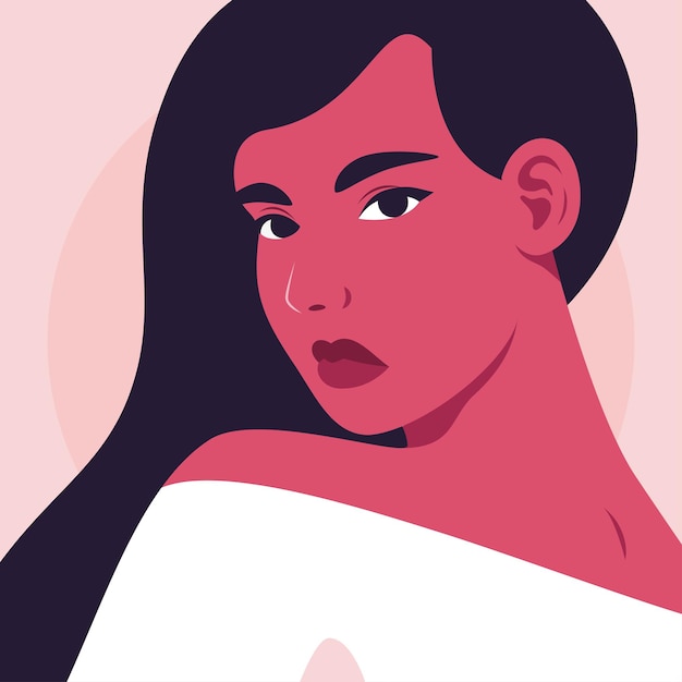 Vector portrait of an angry woman