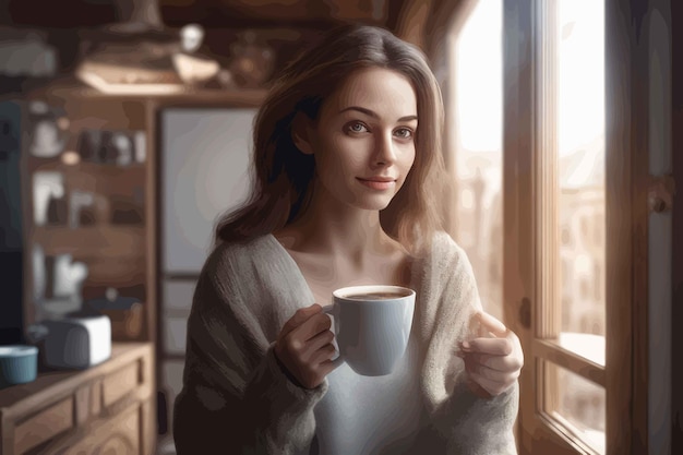 Portrait of attractive female drinking coffeeportrait of attractive female drinking coffeewoman drin