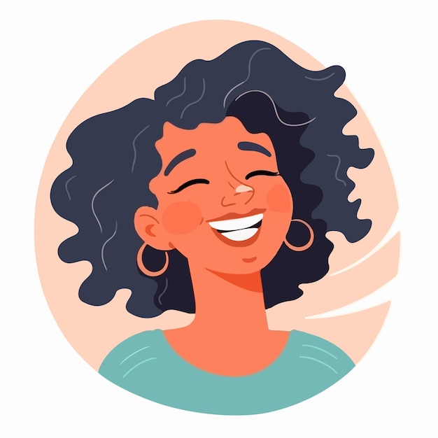Vector a portrait and avatar of girl laughter and joy smile and calmness diversity of personage