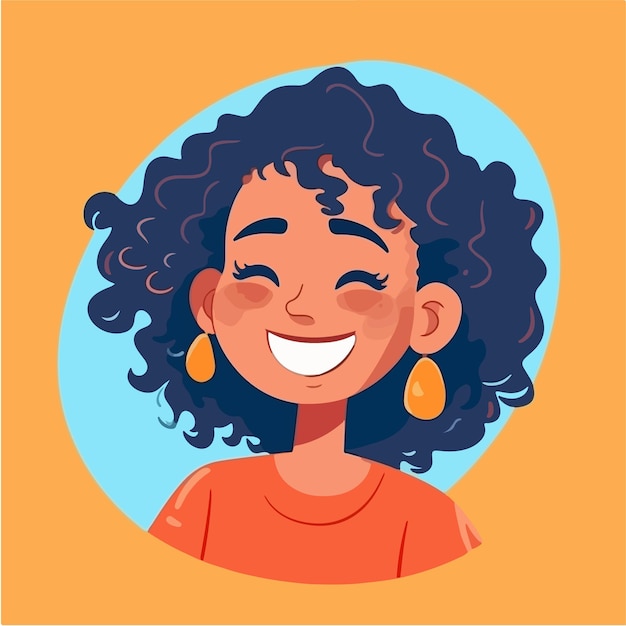 Vector a portrait and avatar of girl laughter and joy smile and calmness diversity of personage