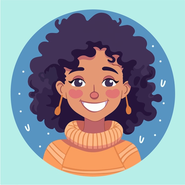 Vector a portrait and avatar of girl laughter and joy smile and calmness diversity of personage